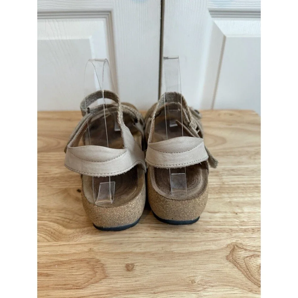 Taos Footwear Trulie Braided Leather Wedge Sandals in Stone Sz US 9- 9.5 EU 40